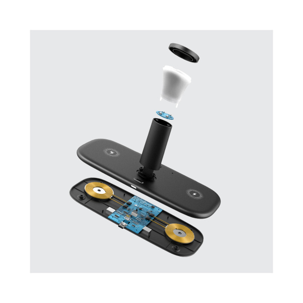 Настольная беспроводная (15W) зарядная станция "Bridge" для часов, наушников, смартфонов, с лампой Настольная беспроводная (15W) зарядная станция "Bridge" для часов, наушников, смартфонов, с лампой