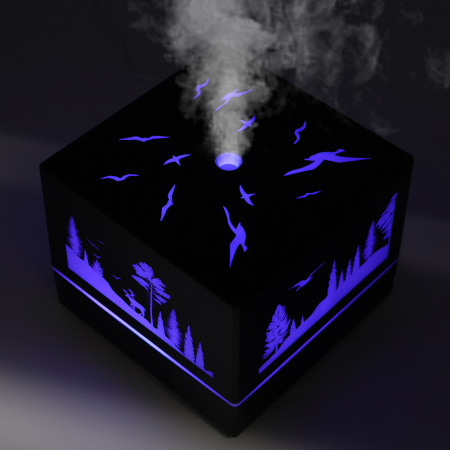 Светодиодный USB увлажнитель Wisdom с подсветкой гравировки, черный