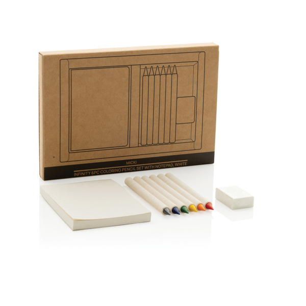 Набор вечных цветных карандашей Micki Infinity GRS с блокнотом и ластиком