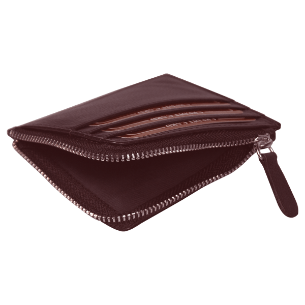 Универсальный футляр для кредитных карт и монет (картхолдер) leather Hill на молнии горизонтальный из натуральной кожи, коричневый
