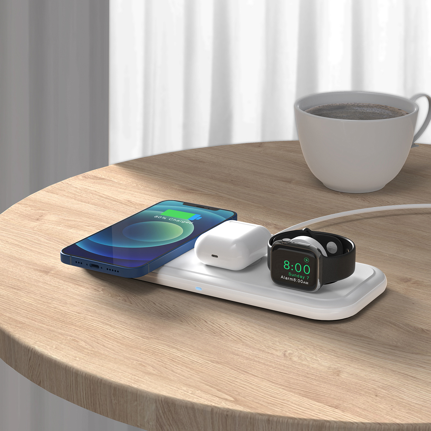 Настольная беспроводная (15W) зарядная станция "Snow Board" для смартфона, часов и наушников Настольная беспроводная (15W) зарядная станция "Snow Board" для смартфона, часов и наушников