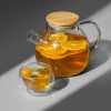 Стеклянный заварочный чайник Sencha с бамбуковой крышкой