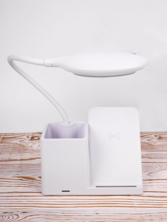 Лампа с органайзером и беспроводной зарядкой writeLight, ver. 2, белая Лампа с органайзером и беспроводной зарядкой writeLight, ver. 2, белая