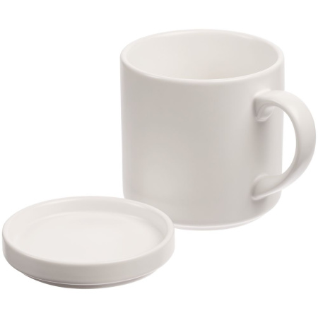 Кружка с подогревом и беспроводной зарядкой dualBase plus, белая Кружка с подогревом и беспроводной зарядкой dualBase plus, белая