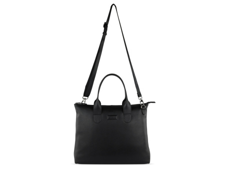 Сумка-шоппер BUGATTI ЭЛЬЗА | ELSA, чёрная, воловья кожа/полиэстер, 46х11х31,5 см