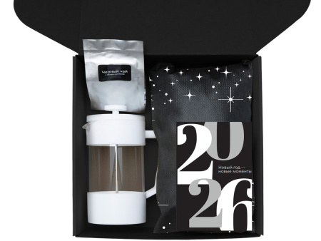 Подарочный набор c френчпрессом, кружками и чаем, белый