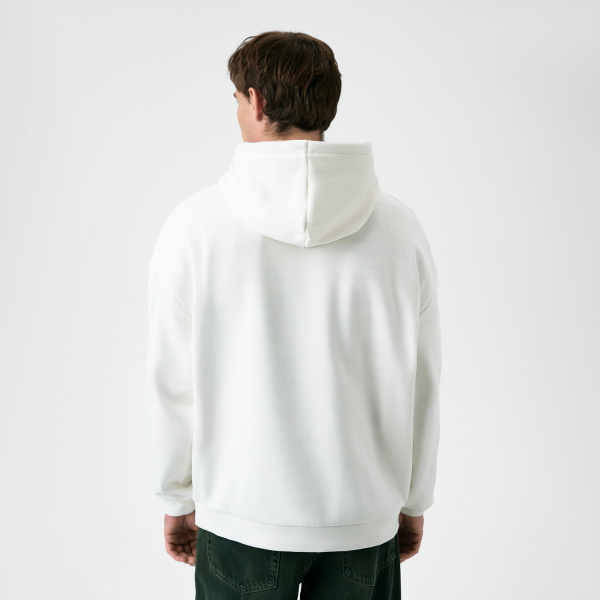 Худи релакс унисекс Баланс (Balance), с начесом, белый, размер XL/2XL