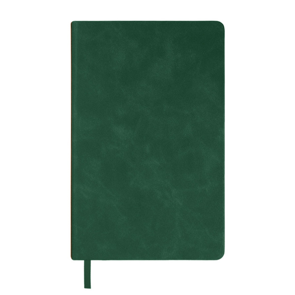 Ежедневник недатированный Muse, зеленый, А5, с декоративной коричневой полосой, блок в линейку