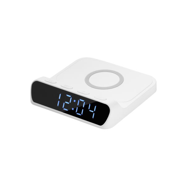 Зарядная станция с часами 15W Rigel, белая Зарядная станция с часами 15W Rigel, белая