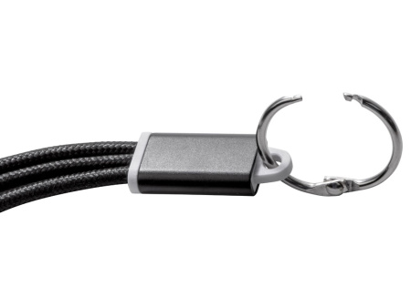 Кабель для зарядки Tres с брелоком, черный Кабель для зарядки Tres с брелоком, черный