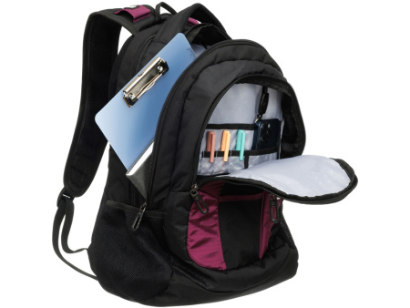 Рюкзак TORBER ПРОРЫВ с отделением для ноутбука 15, чёрный/бордовый, полиэстер 600D, 35x20x47 см, 33л