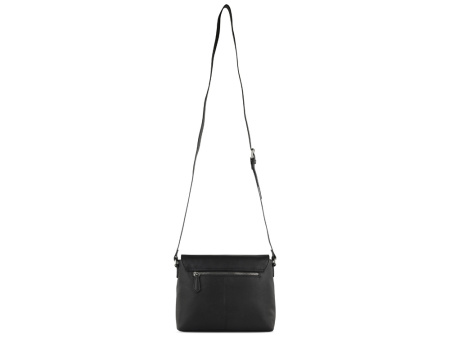 Сумка наплечная женская BUGATTI БЕЛЛА | BELLA, чёрная, воловья кожа/полиэстер, 25х8х20 см