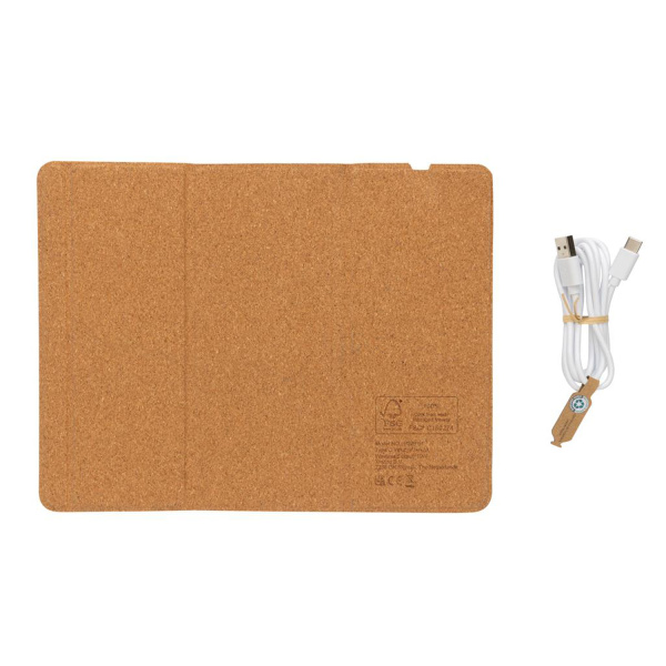 Коврик для мыши Cork с функцией беспроводной зарядки и подставки для телефона, 10 Вт