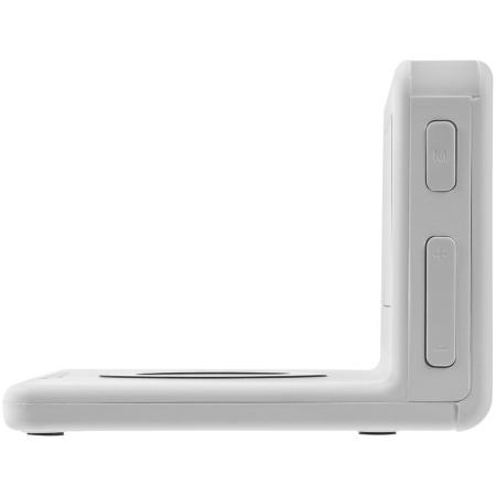 Часы настольные с беспроводным зарядным устройством Pitstop, белые Часы настольные с беспроводным зарядным устройством Pitstop, белые