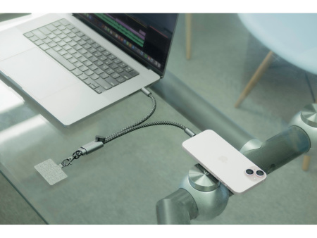 Ремешок-держатель для телефона с зарядным кабелем USB-C - USB-C Lany Wristband Charge Eco, серый
