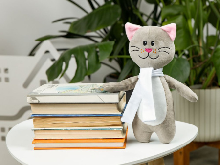Мягкая игрушка Beastie Toys, котик с белым шарфом