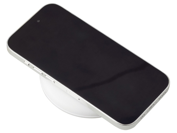 Беспроводное зарядное устройство со встроенным кабелем 2-в-1 Disc, белый Беспроводное зарядное устройство со встроенным кабелем 2-в-1 Disc, белый