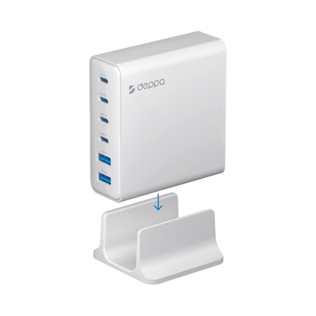 Зарядная станция 4xUSB Type-C, 2xUSB, PD, QC, 160Вт, белый, Deppa