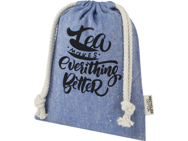 Маленькая подарочная сумка Pheebs объемом 0,5 л из хлопка плотностью 150 г/м2, синий