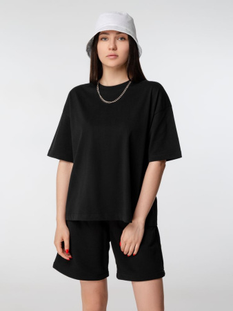 Футболка оверсайз женская Boxy Women, черная, размер XL