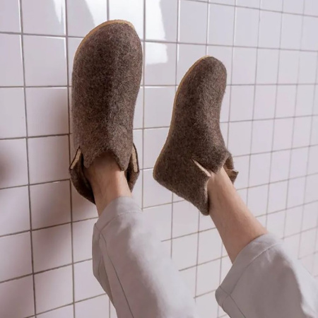 Домашние валенки Wild, серо-коричневые (натуральные), размер 38