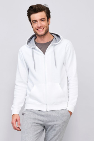 Толстовка мужская на молнии Soul Men 290 с контрастным капюшоном, белый, размер S