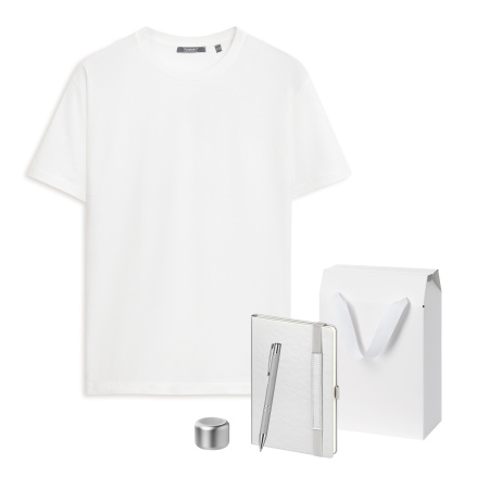 Набор с одеждой KRIS (футболка, колонка, ежедневник, ручка), серебряный, S