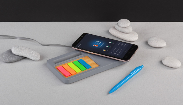 Настольный органайзер "Stonehenge" с беспроводным зарядным устройством, камень/бамбук Настольный органайзер "Stonehenge" с беспроводным зарядным устройством, камень/бамбук