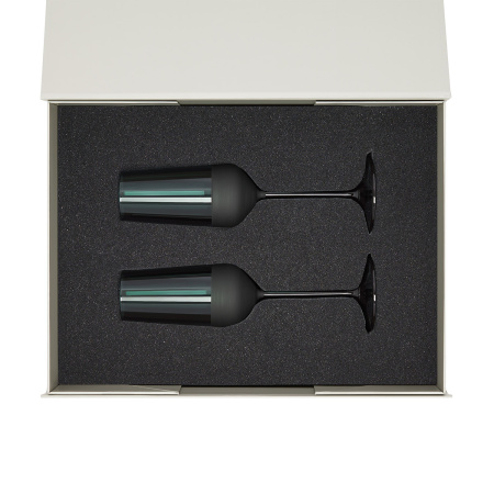 Подарочный набор 2 бокала для шампанского Emerald в серой коробке