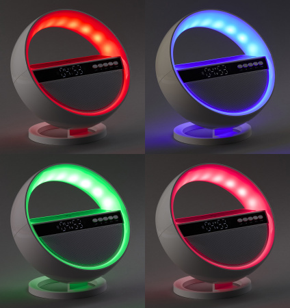 Bluetooth колонка "Smart Orb" 5Вт с беспроводным (15W) ЗУ, лампой, часами, FM радио Bluetooth колонка "Smart Orb" 5Вт с беспроводным (15W) ЗУ, лампой, часами, FM радио