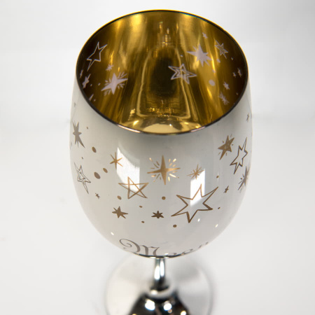 Бокалы для вина 2 штуки MOONSUN, золотой и серебяный, 22,5х24,8х11,9см, стекло