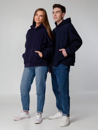 Худи флисовое унисекс Manakin, темно-синее, размер XL/2XL Худи флисовое унисекс Manakin, темно-синее, размер XL/2XL