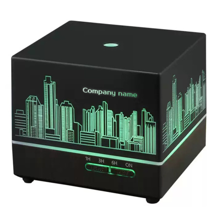 Светодиодный USB увлажнитель Wisdom с подсветкой гравировки, черный