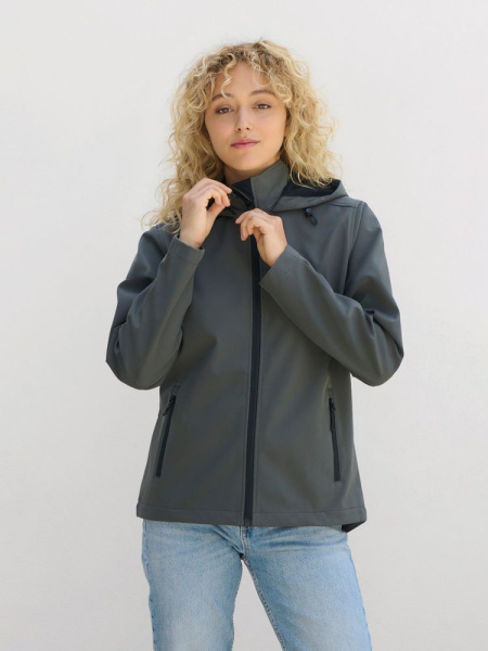 Куртка софтшелл с капюшоном женская Race Women, темно-синяя, размер S