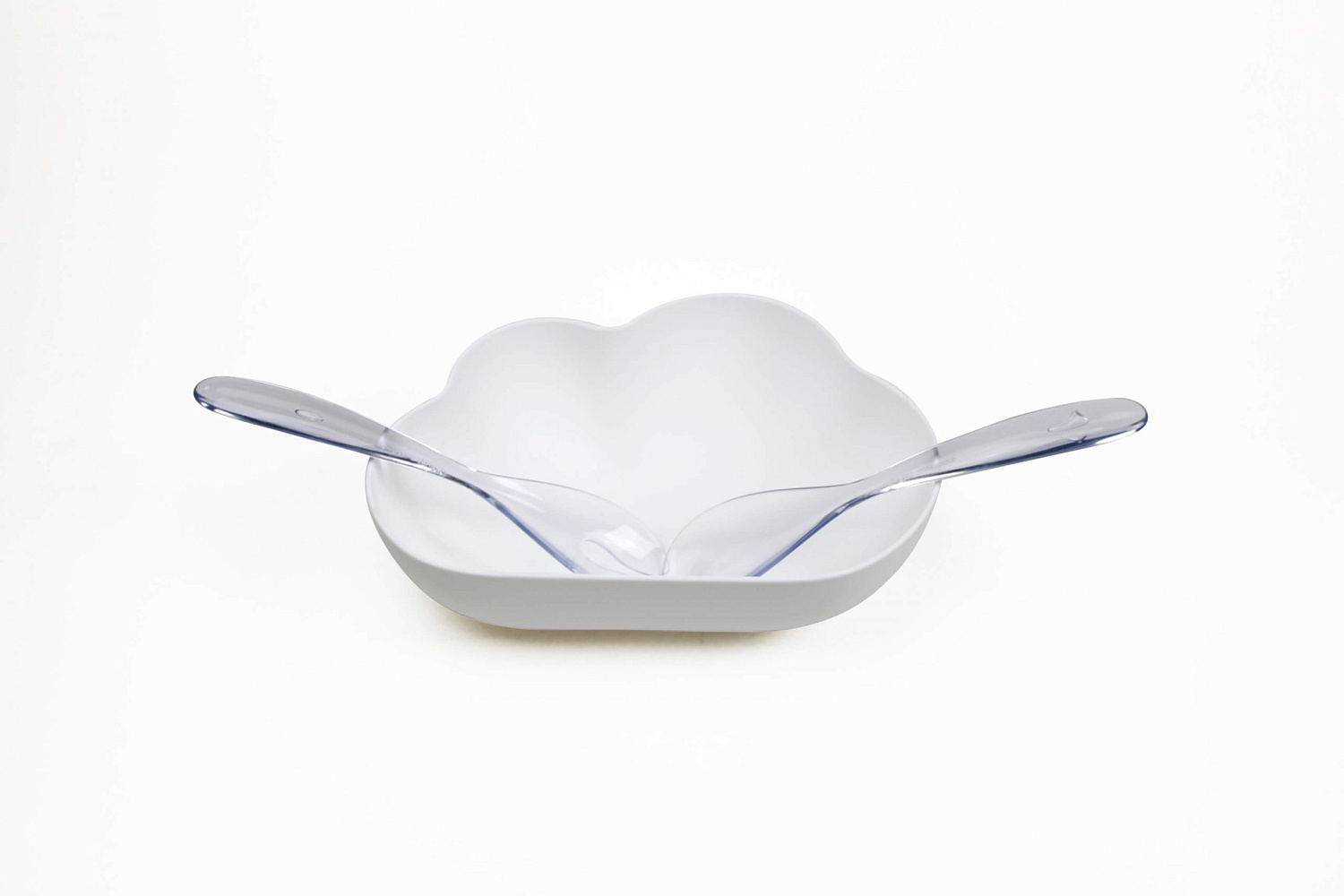 САЛАТНИЦА С ЛОЖКАМИ SPARROW, белая/зеленая