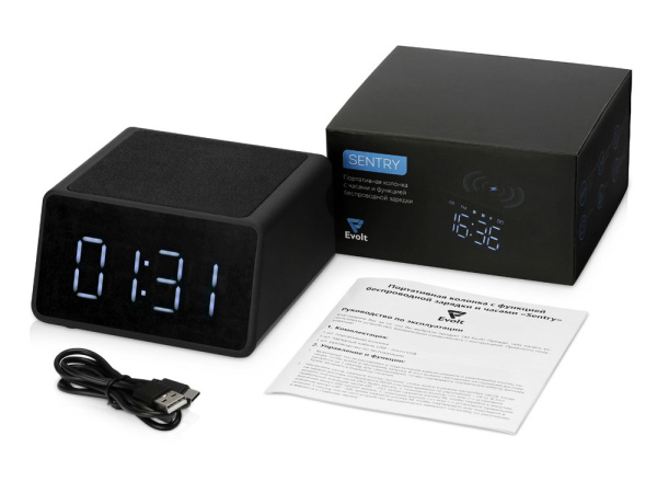 Беспроводная колонка с часами и функцией беспроводной зарядки Sentry Беспроводная колонка с часами и функцией беспроводной зарядки Sentry