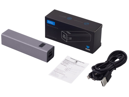 Внешний аккумулятор Rail, 5000 mAh, темно-серый