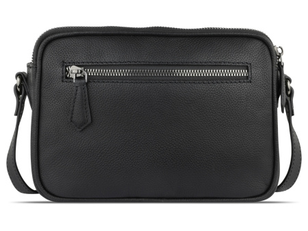 Сумка кросс-боди женская BUGATTI БЕЛЛА | BELLA, чёрная, воловья кожа/полиэстер, 22х6х15,5 см