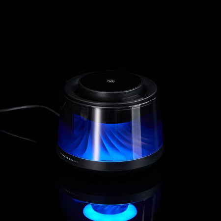 Bluetooth-колонка с подсветкой и беспроводной зарядкой Quantium, черная Bluetooth-колонка с подсветкой и беспроводной зарядкой Quantium, черная