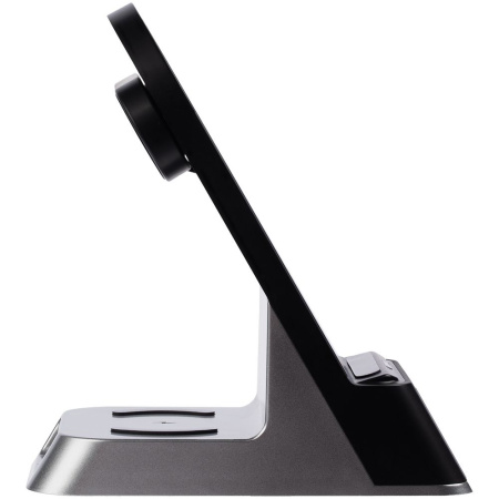 Зарядная станция с часами E-Store для смартфона, часов и наушников, черная Зарядная станция с часами E-Store для смартфона, часов и наушников, черная