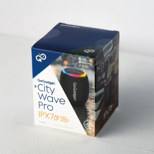 Водонепроницаемая колонка с подсветкой CityWave Pro, черная