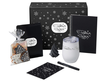 Подарочный набор c термокружкой, блокнотом, ручкой и свечкой, белый