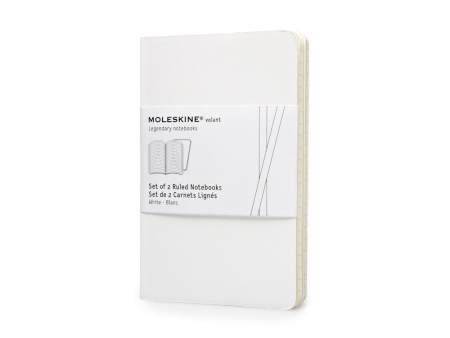 Записная книжка Moleskine Volant (в линейку, 2 шт.), Pocket (9х14см), белый