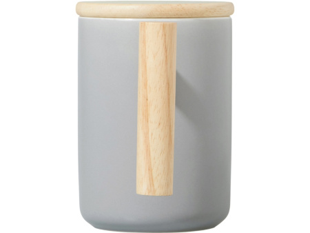 Кружка с ручкой и крышкой из каучукового дерева Jeny, серый