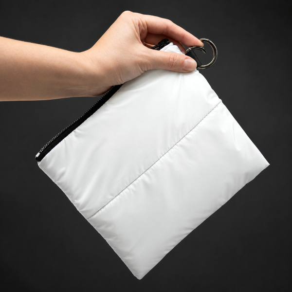 Органайзер для мелочей Superbag Bubble, стёганый, на молнии, с креплением на кольцо-карабин (белый)