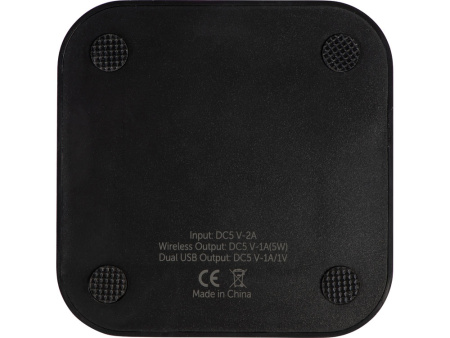 Беспроводная зарядка Tile с 2 USB-A, 5 Вт, черный Беспроводная зарядка Tile с 2 USB-A, 5 Вт, черный