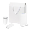 Подарочный набор Велком Пак (Welcome Pack), белый (термокружка, ежедневник, ручка, ЗУ, коробка-пакет)
