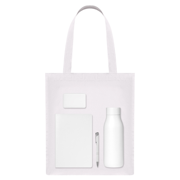 Подарочный набор Welcome Pack, белый (термобутылка, ежедневник, ручка, ЗУ, шоппер)