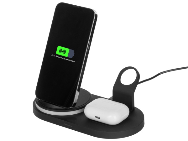 Складная зарядная станция с беспроводной зарядкой Flashport, 15 Вт Складная зарядная станция с беспроводной зарядкой Flashport, 15 Вт