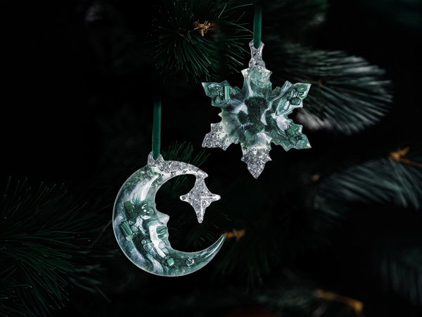 Набор елочных игрушек: Полумесяц, Снежинка